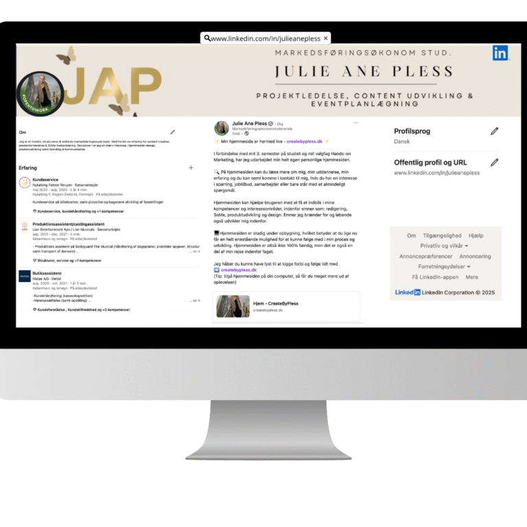 skitse af min linkedin - til min off page optimerings side